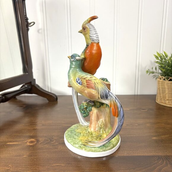 Vintage Pheasant Figurine Ugo Zaccagnini Italian Porcelain Pheasants - Picture 3 of 15